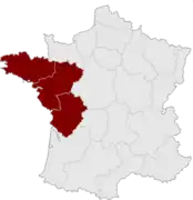 La circonscription électorale européenne Ouest et la ZEAT Ouest de l'Insee.