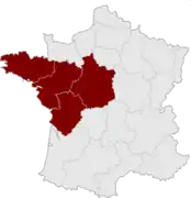 Le Grand Ouest français selon le Cancéropôle Grand Ouestet l'Établissement français du sang (EFS).