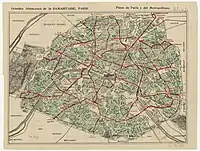 Plano de Paris y del Metropolitano, 1914.