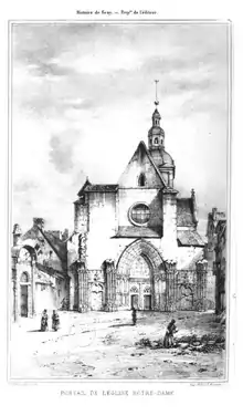 Façade occidentale au milieu du XIXe&nbsp;siècle.