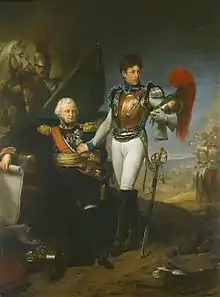 Le général Lariboisière et son fils, lieutenant au 1er&nbsp;régiment de carabiniers, à la bataille de la Moskova (par Antoine-Jean Gros, 1re&nbsp;moitié du XIXe&nbsp;siècle).
