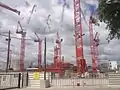 Grues sur les travaux de la future Cité Judiciaire de Paris, le 24 mai 2015.