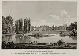 Gravure du château de Guiscard et de son parc au XVIIIe&nbsp;siècle.