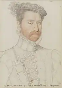 École française du XVIe&nbsp;siècle, Guy Chabot, baron de Jarnac, dessin, Paris, BnF.