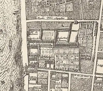 La rue des Petits-Augustins sur le plan de Paris de Gomboust, publié en 1652.