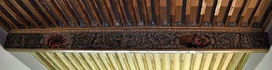 Détail du plafond à la française (XVIIe&nbsp;siècle).