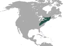 Carte d'Amérique avec une grande tache verte à l'est des grands lacs