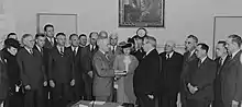 Frances Perkins à la prestation de serment du président Harry Truman.