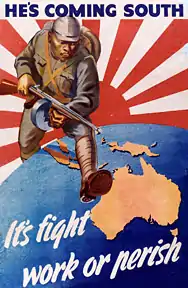Affiche de propagande australienne contre l'empire du Japon, 1942.
