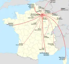 Carte de France des lieux d'origine des joueurs.
