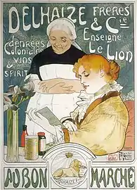 Herman Richir (Hamner), Au Bon Marché, affiche pour Delhaize Frères et Cie (1896).