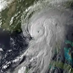 Hermine le 1er septembre 2016 à 23&nbsp;h&nbsp;0 UTC à son maximum.