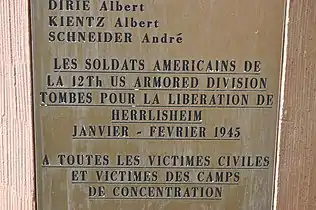 Plaque commémorative des victimes de la guerre.