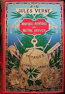 Reliure dite « au globe doré » pour Mirifiques Aventures de maître Antifer (avant 1906).