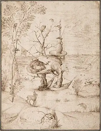 L'Homme arbre, dessin à la plume et encre marron sur papier (27,7&nbsp;×&nbsp;21,1&nbsp;cm), Vienne, Albertina.