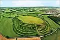 Hilfort d'Oswestry. Vue sur l'entrée de la forteresse et sur le Shropshire.