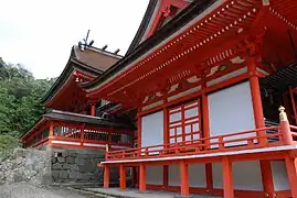 Vue rapprochée de l'architecture de Kami-no-miya