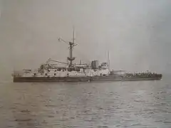 Le croiseur 'HMS&nbsp;Victoria' (1893), l'une des fiertés de l’arsenal d’Elswick.