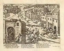 Massacre à Saint-Valeri, gravure de Frans Hogenberg (XVIe siècle).