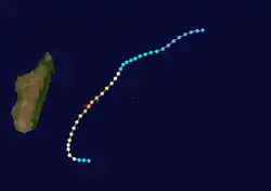 Intensité de Hollanda maximale lors du survol de Maurice et de La Réunion.