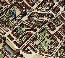 Les anciennes rues Darnetal, du Renard et Beaurepaire, plan de Jan Janssonius, 1657