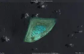 Image satellite du récif Hopps prise par Sentinel-2.