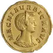 monnaie d'or, profil de femme