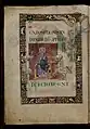Inital "A" aux arabesques pourpres avec représentation de Daniel dans la fosse aux lions. Explanationes in Danihel prophetiam, Prophetas et Ecclesiasten : Commentaires sur la prophétie de Daniel, les douze petits prophètes et l'Ecclésiaste de Saint Jérôme, XIIe&nbsp;siècle, Dijon, Bibliothèque municipale, Ms 132, f. 2 V.