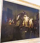 Intérieur d'une académie de dessin éclairée par une lampe, musée des Beaux-Arts et d'Histoire Naturelle de Châteaudun.