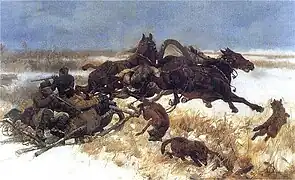 L'Attaque des loups, Józef Chełmoński, 1883.