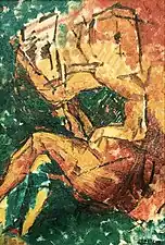 Claudie lisant son journal à Sulzbach (1954). (57&nbsp;×&nbsp;33&nbsp;cm)