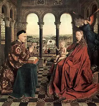 La Vierge du chancelier Rolin,Jan van Eyck,huile sur panneau, ~1435.