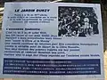 Jardin Durzy de Montargis :panneau mentionnant les activités de Cai Hesenen 1920