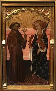 François d'Assise et Catherine d'Alexandrie par Jaume Mateu (XVe&nbsp;siècle). Musée des Beaux-Arts de Valence.