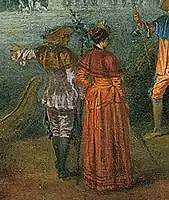 Antoine Watteau, L'Ile de Cythère, vers 1709–1713, huile sur toiles, detail, Musée Städel, Francfort-sur-le-Main