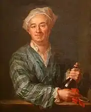 École française, anciennement attribué à Alexis Grimou, Homme à la bouteille, XVIIIe&nbsp;siècle, MNR, dépôt du musée du Louvre.