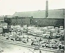 Les installations de Watissart de la SA de Merbes-le-Château : Marbres bruts et ouvrés