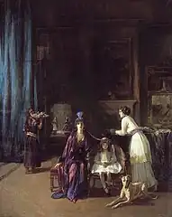 L'atelier de l'artiste, Lady Hazel Lavery avec sa fille Alice et sa belle-fille Eileen