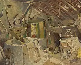 Intérieur d'un moulin à eau, 1903, huile sur toile, 33,5&nbsp;×&nbsp;41,5&nbsp;cm, musée d'art de São Paulo.