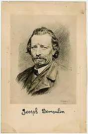 Portrait de Joseph Demoulin, 1879 (Eau-forte ; Inv. Delchevalerie no&nbsp;106 ; 15,8&nbsp;×&nbsp;12&nbsp;cm), Liège, Musée de la Vie wallonne