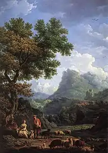 Claude Joseph Vernet, Bergers dans les Alpes, seconde moitié du XVIIIe&nbsp;siècle, huile sur toile.