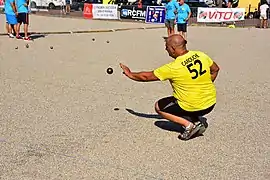 Joueur de triplette lors d'une compétition Bastia Corse 2019.