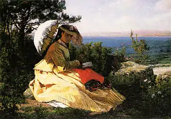 Jules Breton, Femme à l'ombrelle (Mme Breton), 1871