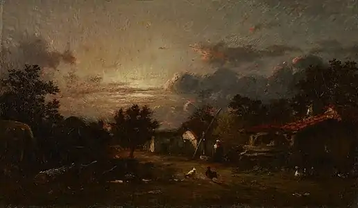 Scène de village, coucher de soleil (MIA)