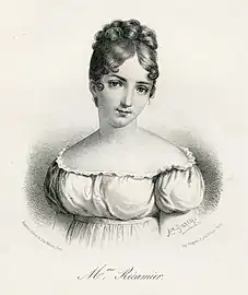 Juliette Récamier, dessin XIXe&nbsp;siècle, par Alphonse Farcy.