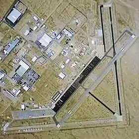 Vue aérienne de l'aéroport.