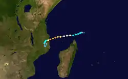 Trajectoire du cyclone Kenneth
