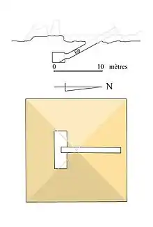Coupe et plan de la pyramide satellite de la pyramide de Khéphren