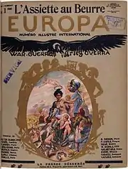 Femme aux seins nus entourée d'angelots.