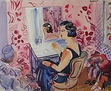 L'actrice à la toilette, gouache aquarellée sur papier, 50&nbsp;×&nbsp;65&nbsp;cm, conservée au musée Bernard-Boesch, 1941-1945.